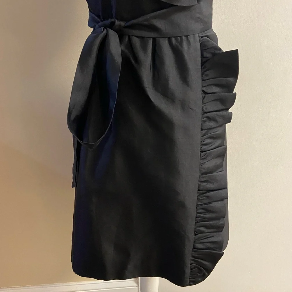 Kate Spade Aubrey ruffled silk blend black wrap dress Sz 4 - Picture 8 of 13